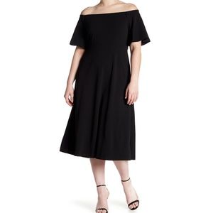 Sharagano Off-the-Shoulder Crepe Dress